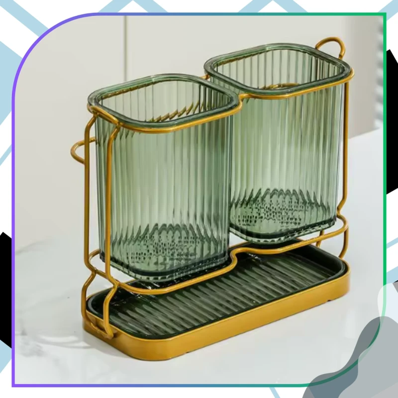 Organizer Na Sztućce Ociekacz Kuchenny Stojak Na Łyżki Widelce Zielony8.webp