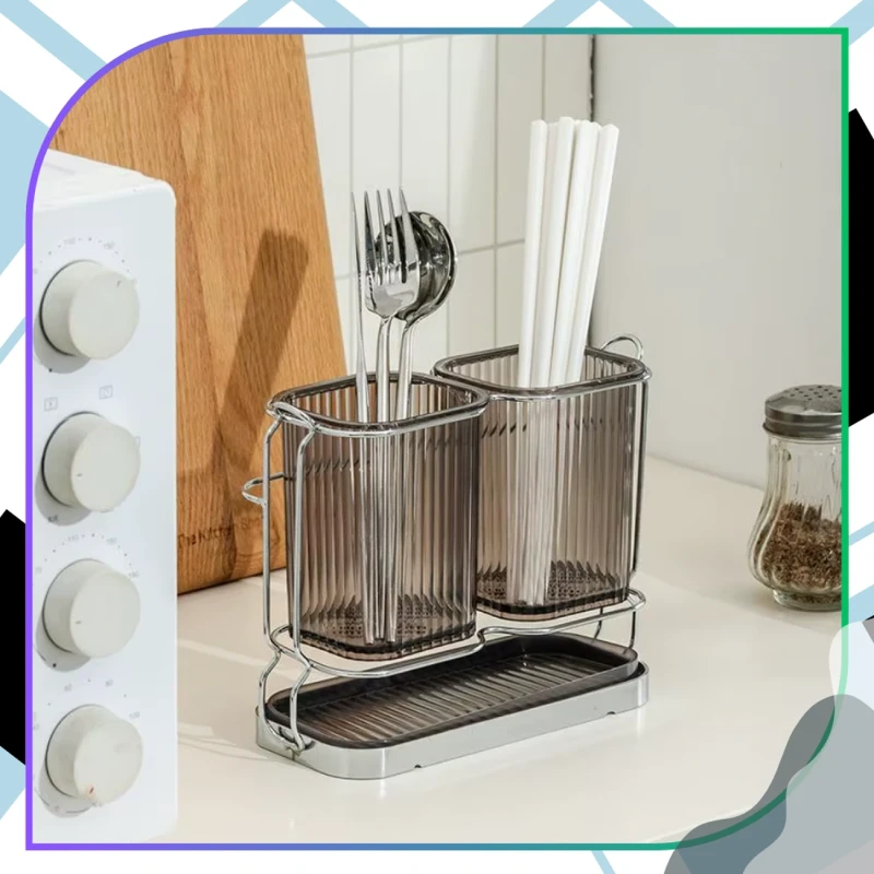 Transparentny Stojak Na Sztućce Organizer Ociekacz Kuchenny6.webp