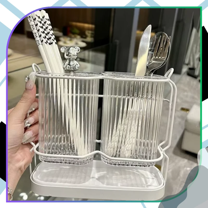 Transparentny Stojak Na Sztućce Organizer Ociekacz Kuchenny7.webp