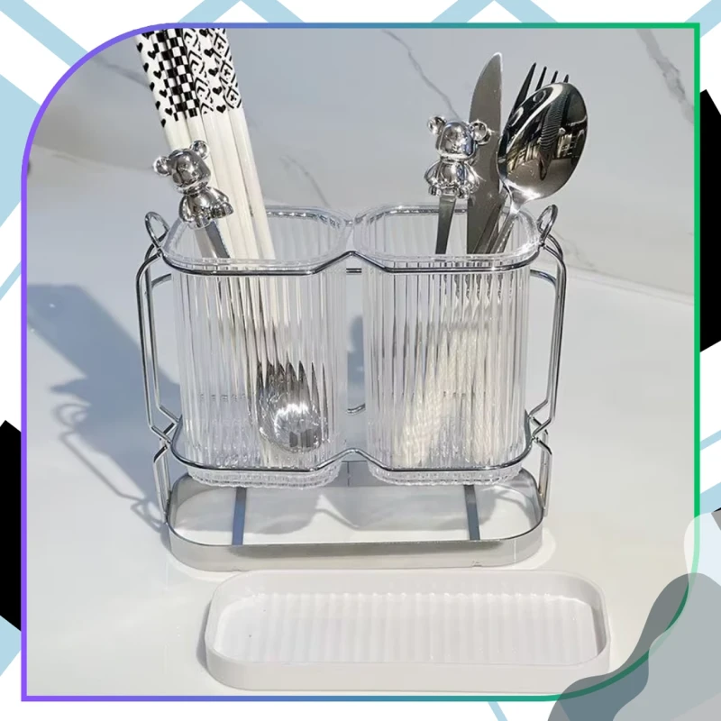 Transparentny Stojak Na Sztućce Organizer Ociekacz Kuchenny8.webp