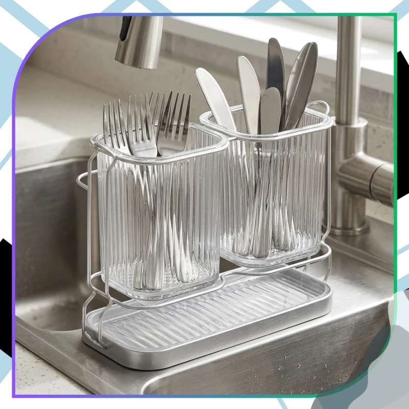 Transparentny Stojak Na Sztućce Organizer Ociekacz Kuchenny10.webp