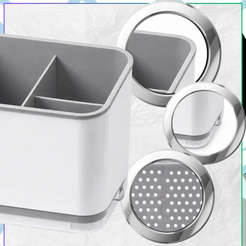 Organizer Kuchenny Na Sztućce Pojemnik Na Pałeczki Łyżki Szary5.webp