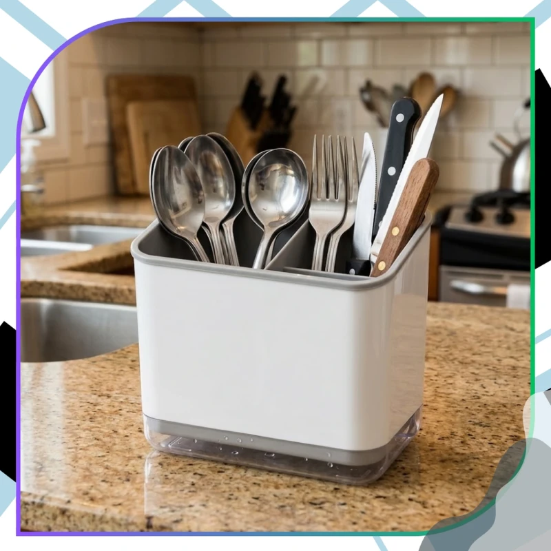 Organizer Kuchenny Na Sztućce Pojemnik Na Pałeczki Łyżki Szary8.webp