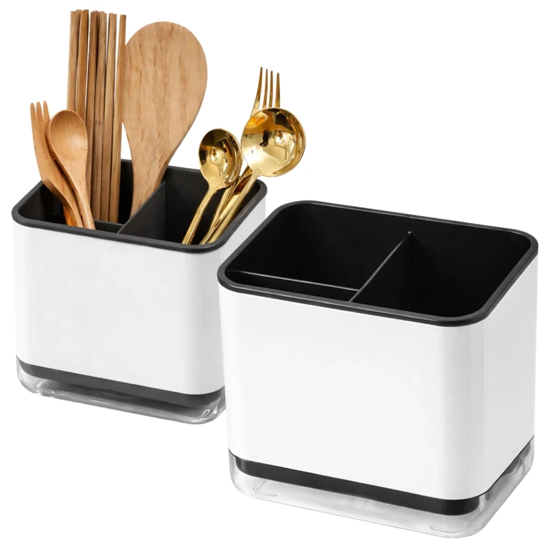 Pojemnik Na Sztućce Organizer Kuchenny Ociekacz Na Łyżki Czarny2.webp