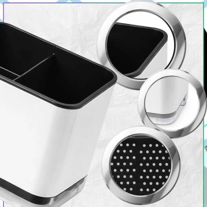 Pojemnik Na Sztućce Organizer Kuchenny Ociekacz Na Łyżki Czarny5.webp