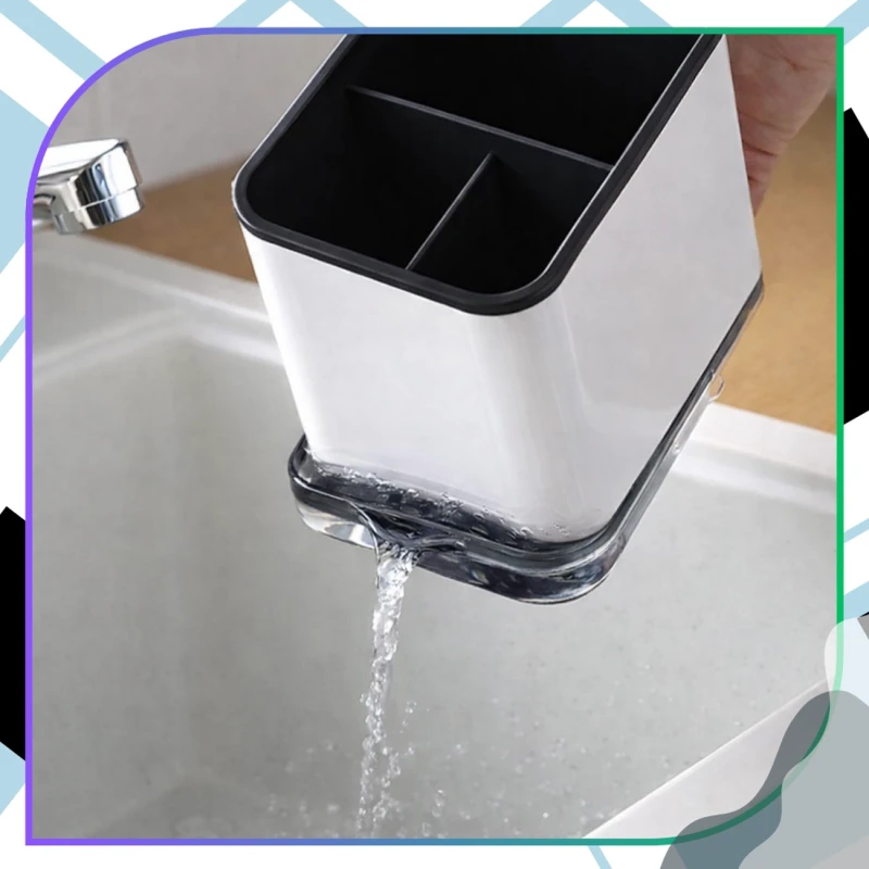 Pojemnik Na Sztućce Organizer Kuchenny Ociekacz Na Łyżki Czarny9.webp