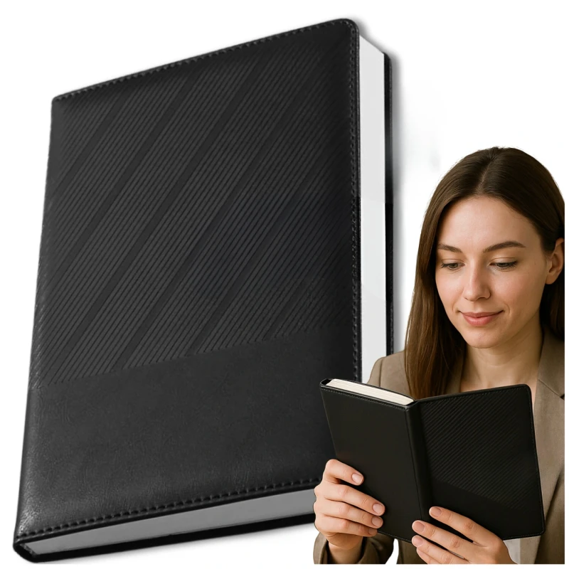 Notes A5 Czarny Elegancki Notatnik Dziennik Planer Twarda Oprawa3.webp