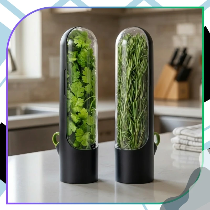 Herb Saver Czarny 2 Szt Pojemnik Na Zioła Do Lodówki Świeże Zioła7.webp