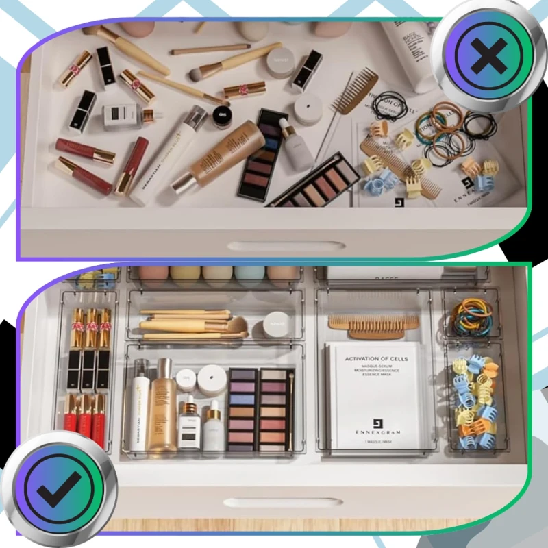 Uniwersalny Zestaw Organizerów Do Szuflady 25 Sztuk Pojemniki Na Kosmetyki Biżuterię6.webp