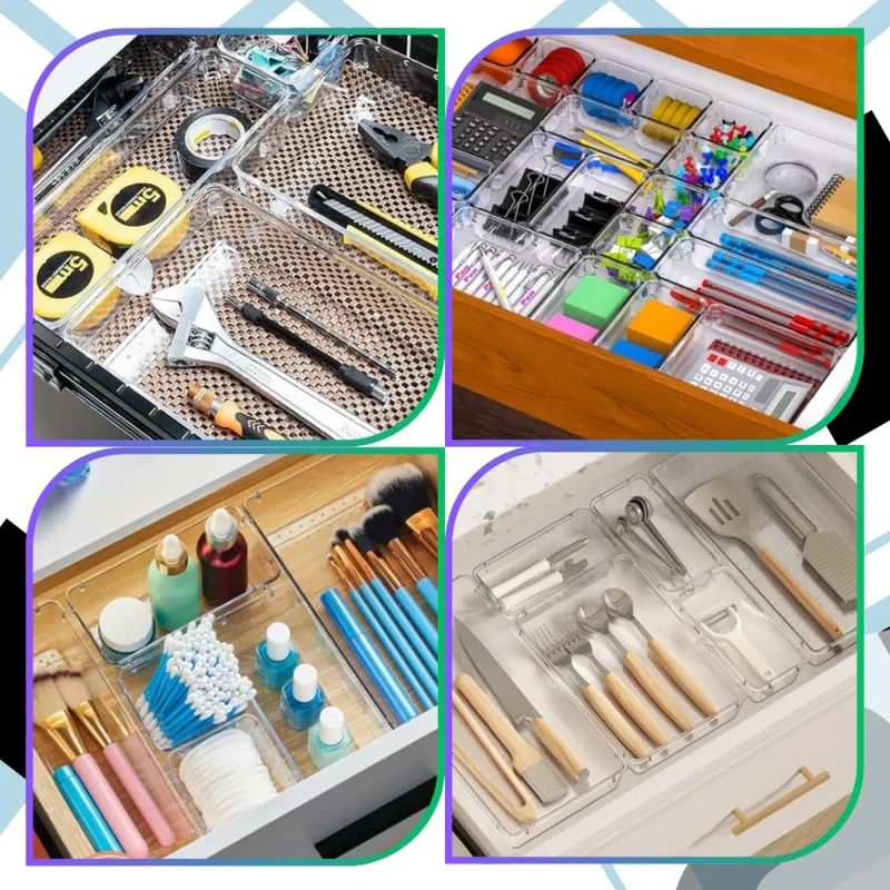 Uniwersalny Zestaw Organizerów Do Szuflady 25 Sztuk Pojemniki Na Kosmetyki Biżuterię8.webp