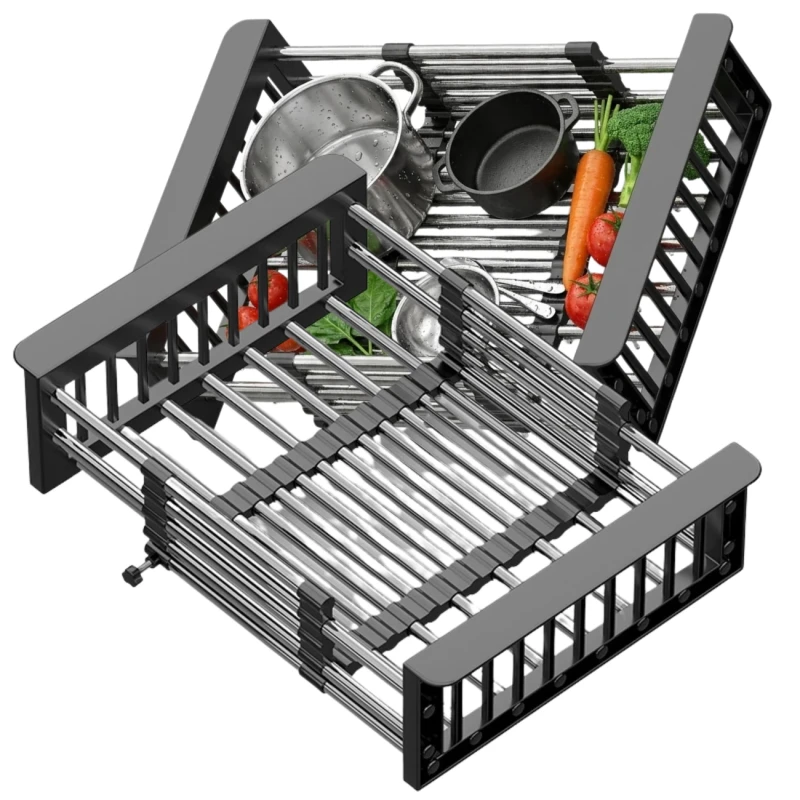 Uniwersalna Regulowana Półka Na Zlew Duża Ociekacz Na Naczynia Organizer Kuchenny2.webp