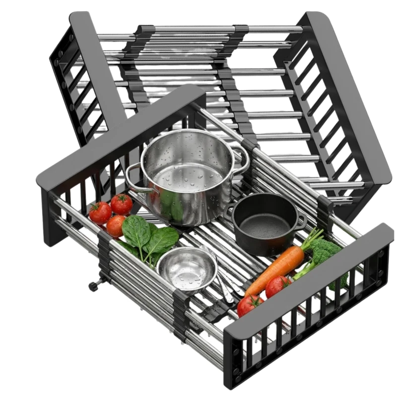 Uniwersalna Regulowana Półka Na Zlew Duża Ociekacz Na Naczynia Organizer Kuchenny3.webp