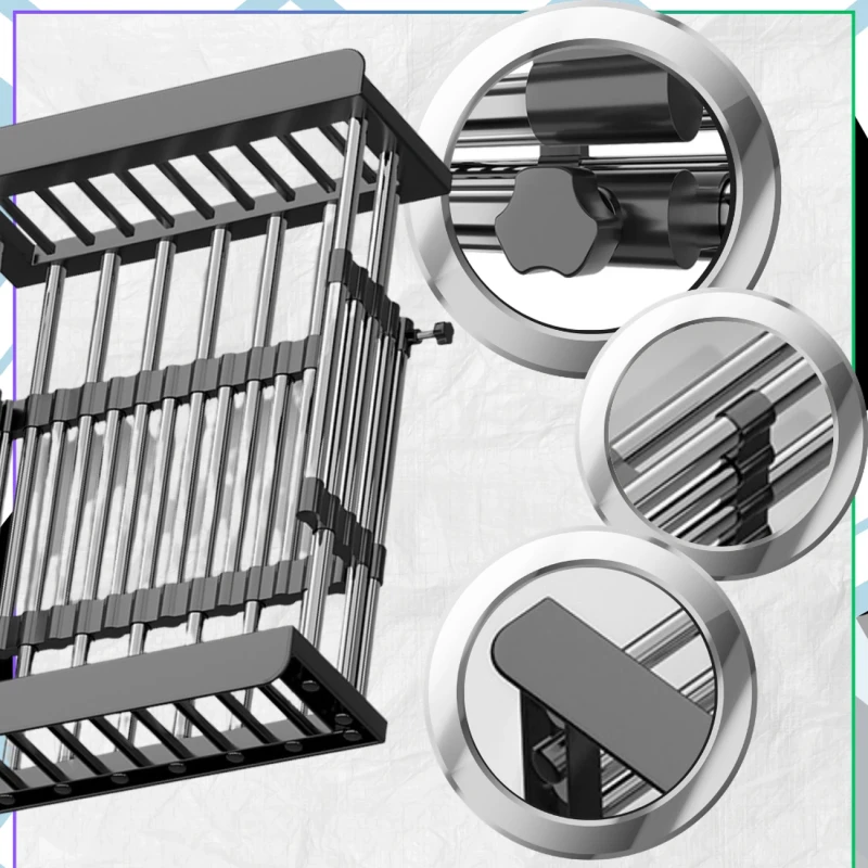 Uniwersalna Regulowana Półka Na Zlew Duża Ociekacz Na Naczynia Organizer Kuchenny6.webp