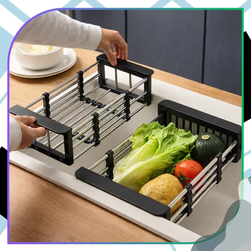 Uniwersalna Regulowana Półka Na Zlew Duża Ociekacz Na Naczynia Organizer Kuchenny7.webp