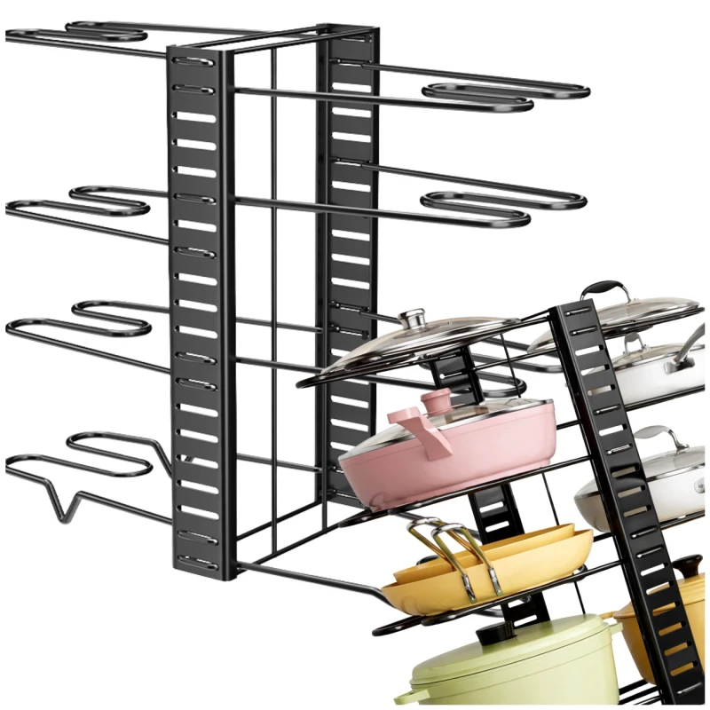 Stojak Na Garnki 8 Poziomów Organizer Kuchenny Metalowy Regulowany3.webp
