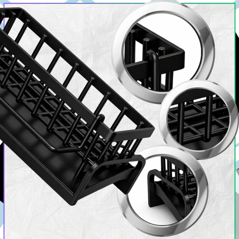 Organizer Do Zlewu Suszarka Na Gąbki Dozownik Stojak Czarny5.webp