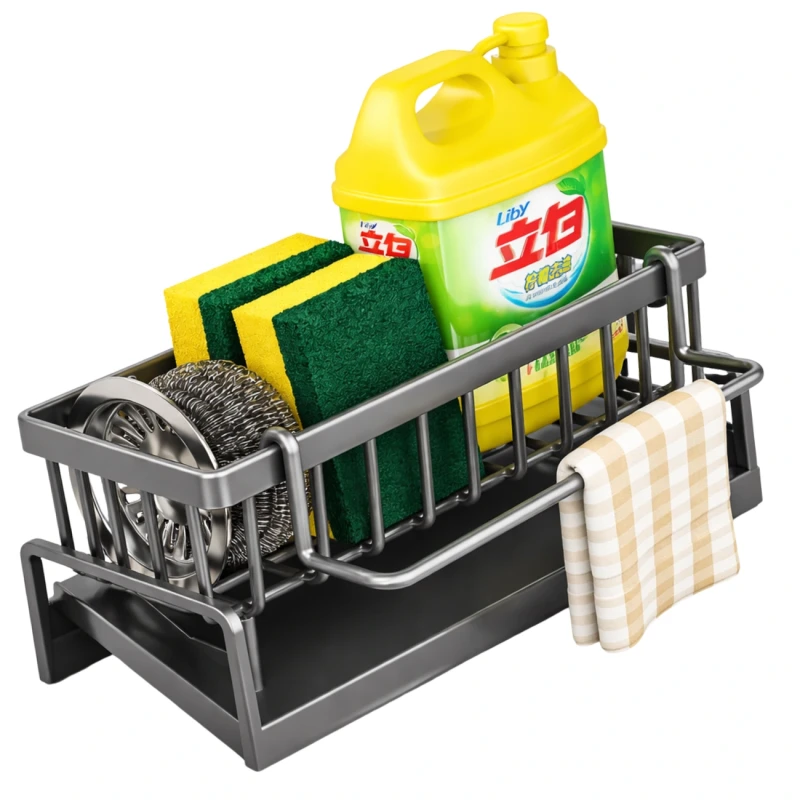 Ociekacz Na Gąbki Stojak Kuchenny Szary Organizer Do Zlewu1.webp