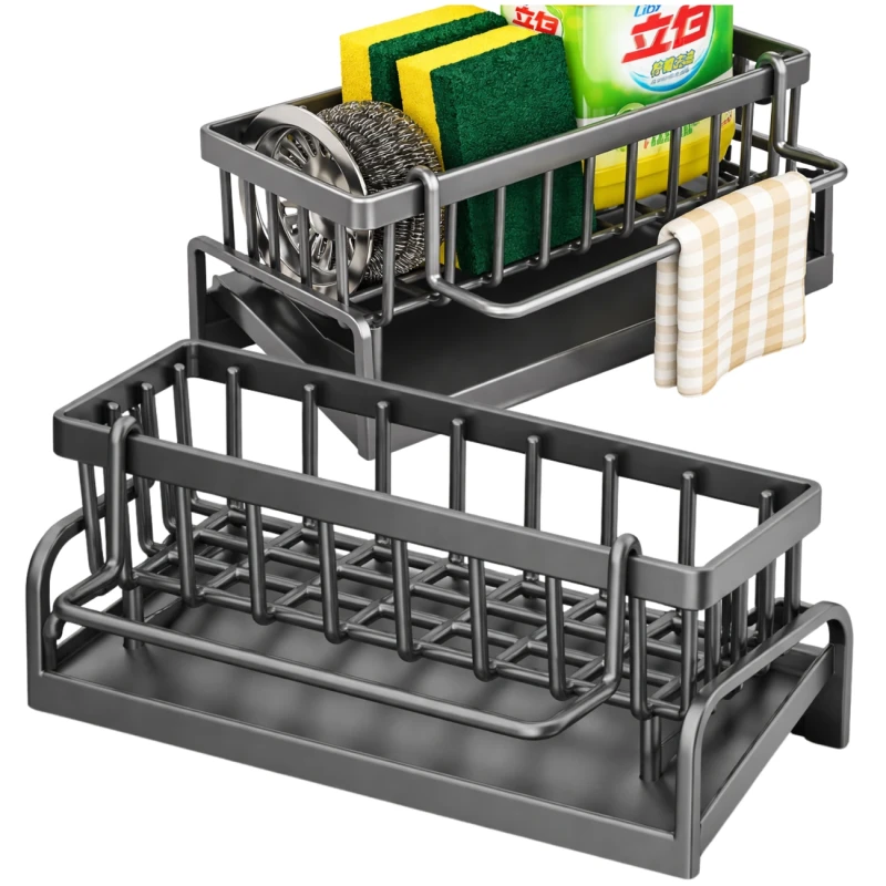 Ociekacz Na Gąbki Stojak Kuchenny Szary Organizer Do Zlewu3.webp