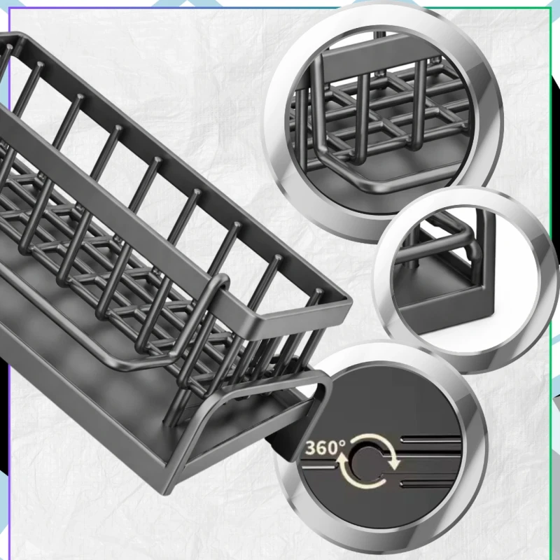 Ociekacz Na Gąbki Stojak Kuchenny Szary Organizer Do Zlewu5.webp