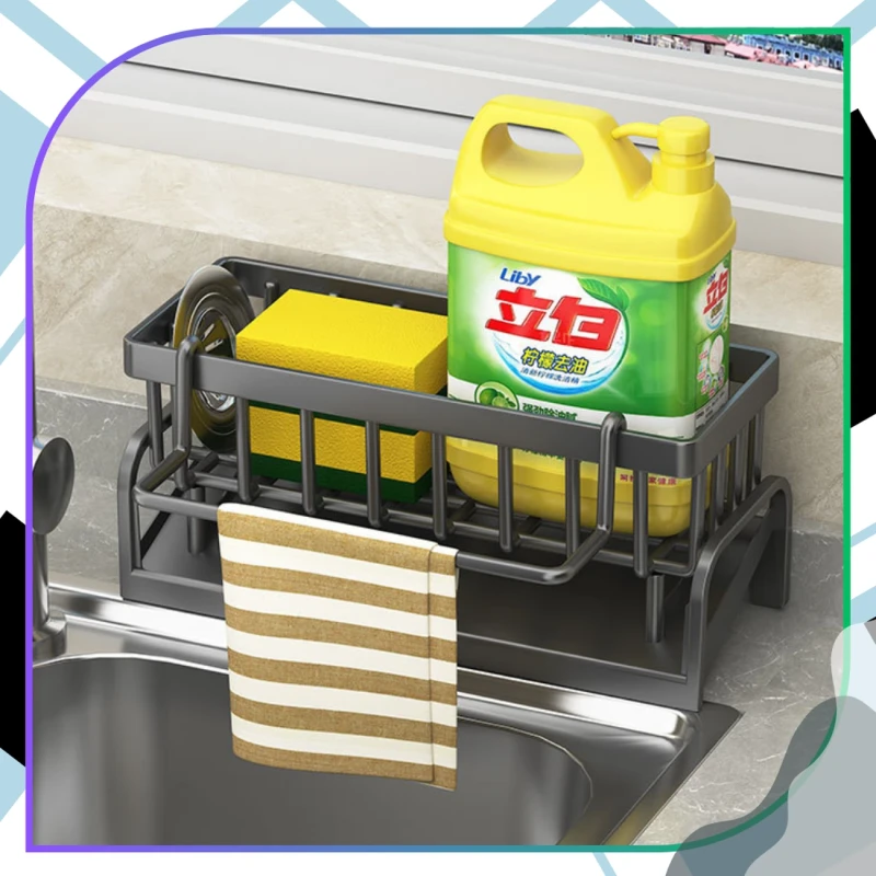 Ociekacz Na Gąbki Stojak Kuchenny Szary Organizer Do Zlewu6.webp