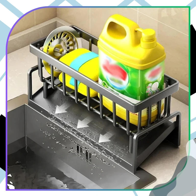 Ociekacz Na Gąbki Stojak Kuchenny Szary Organizer Do Zlewu7.webp