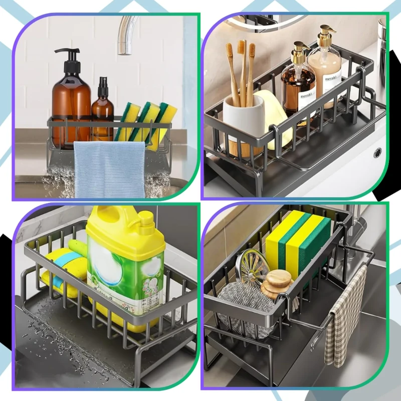 Ociekacz Na Gąbki Stojak Kuchenny Szary Organizer Do Zlewu9.webp