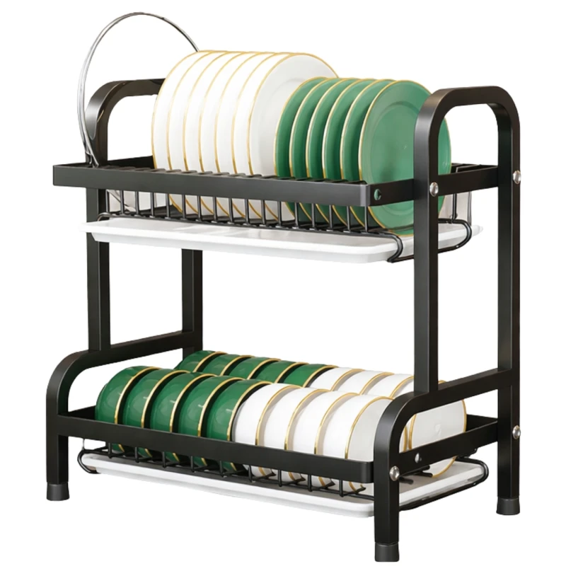 Suszarka Do Naczyń Dwupoziomowa Organizer Kuchenny Ociekacz Czarny 42cm1.webp