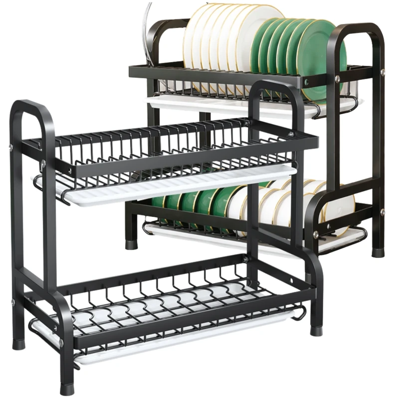 Suszarka Do Naczyń Dwupoziomowa Organizer Kuchenny Ociekacz Czarny 42cm2.webp