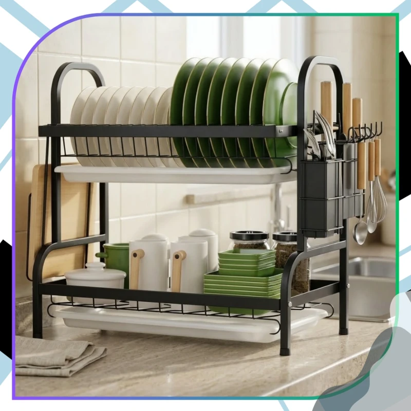 Organizer Kuchenny 42cm - Dwupoziomowa Suszarka Do Naczyń6.webp