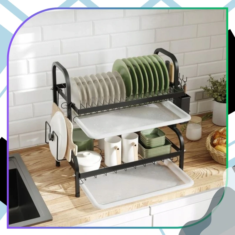 Organizer Kuchenny 42cm - Dwupoziomowa Suszarka Do Naczyń7.webp