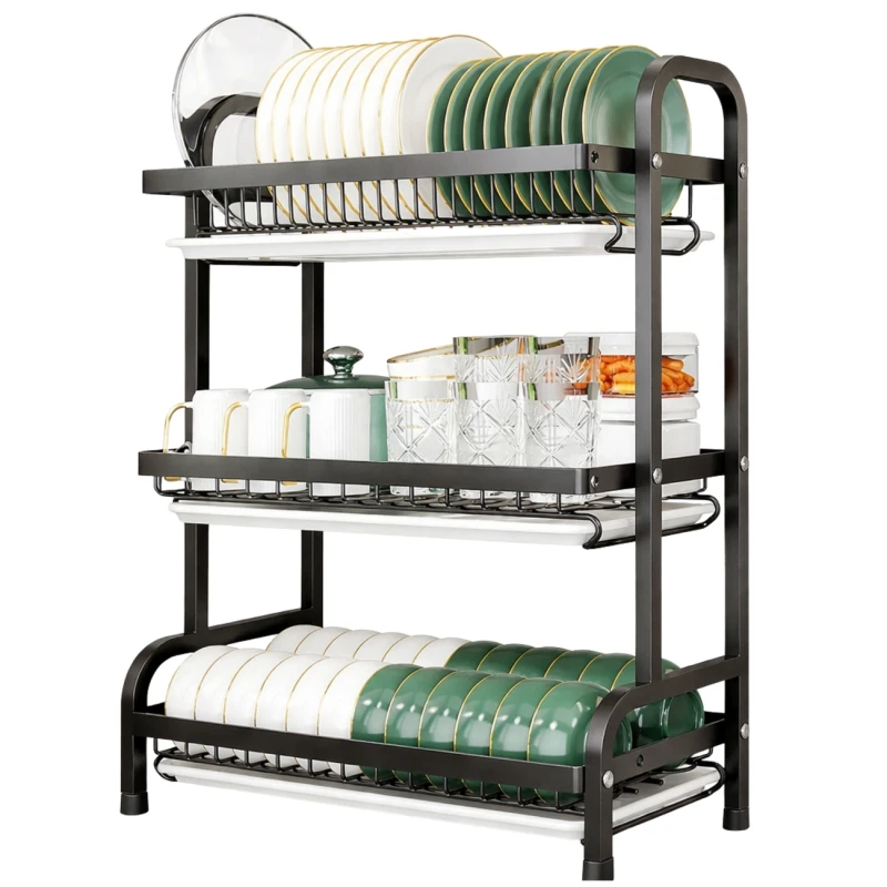 Suszarka Do Naczyń Trzypoziomowa Organizer Kuchenny Ociekacz 42cm1.webp