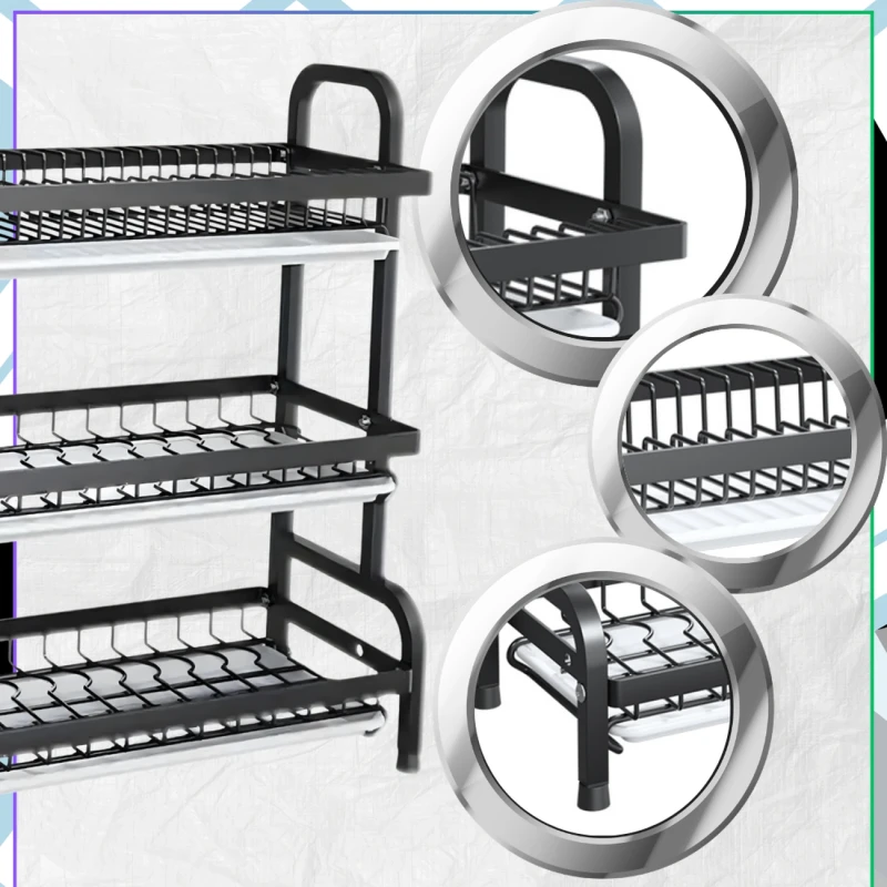 Suszarka Do Naczyń Trzypoziomowa Organizer Kuchenny Ociekacz 42cm5.webp