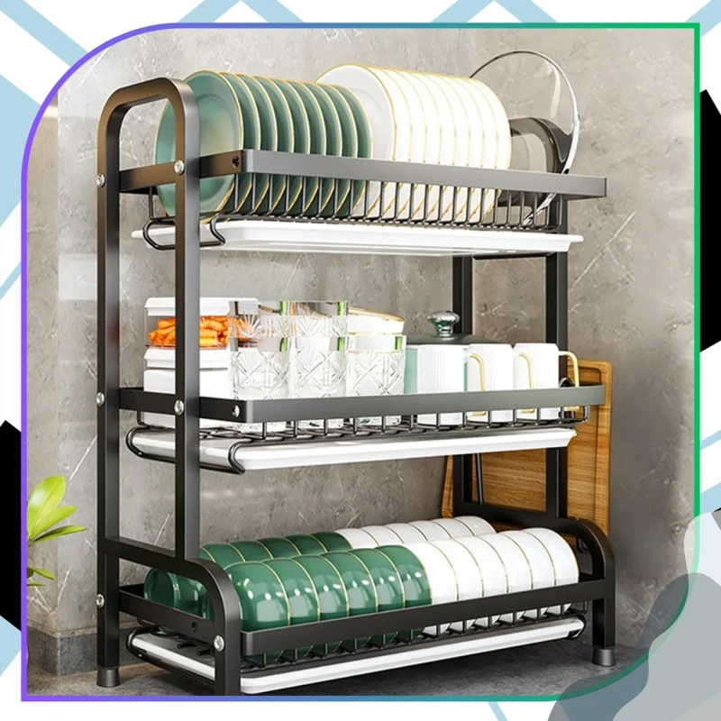 Suszarka Do Naczyń Trzypoziomowa Organizer Kuchenny Ociekacz 42cm6.webp