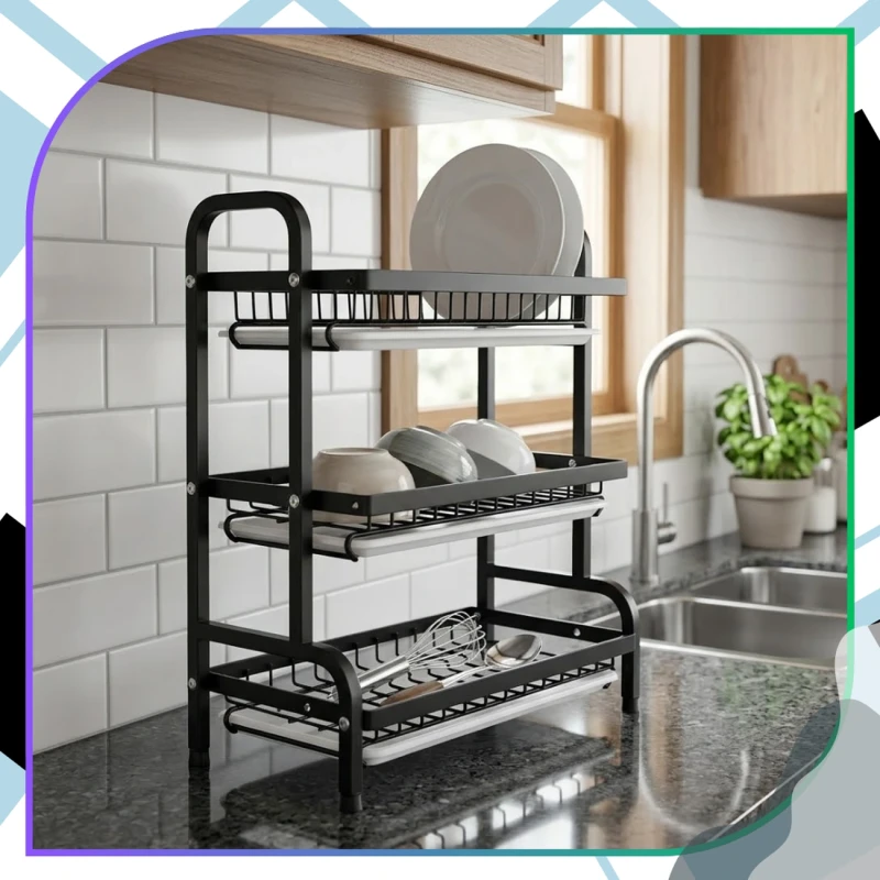 Suszarka Do Naczyń Trzypoziomowa Organizer Kuchenny Ociekacz 42cm7.webp