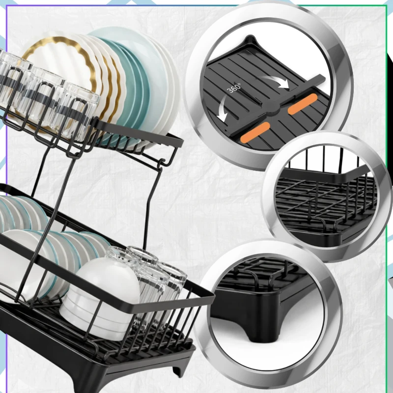 Suszarka Do Naczyń Dwupoziomowa Ociekacz Organizer Kuchenny 44cm5.webp