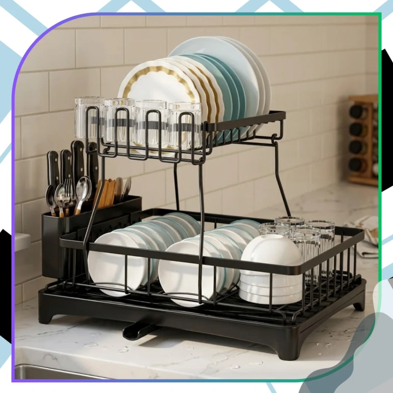 Suszarka Do Naczyń Dwupoziomowa Ociekacz Organizer Kuchenny 44cm6.webp