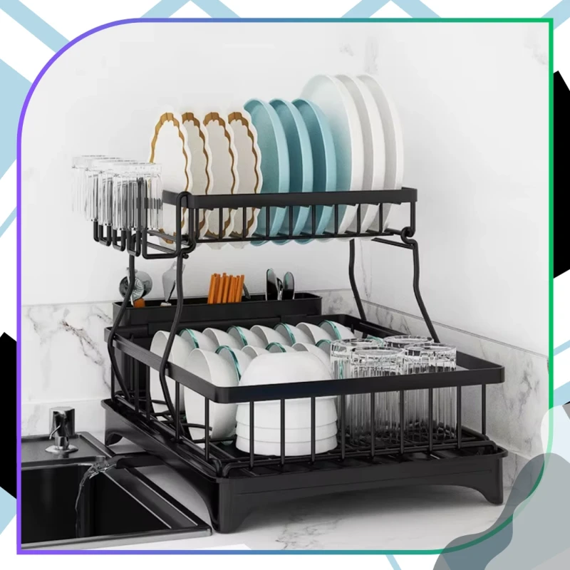 Suszarka Do Naczyń Dwupoziomowa Ociekacz Organizer Kuchenny 44cm7.webp