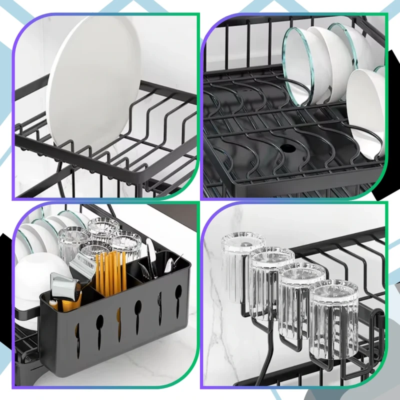Suszarka Do Naczyń Dwupoziomowa Ociekacz Organizer Kuchenny 44cm9.webp
