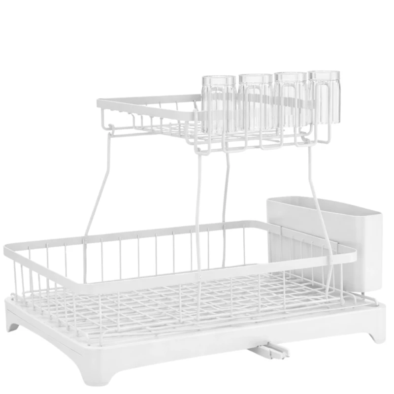 Suszarka Do Naczyń Biała Dwupoziomowa Ociekacz Organizer 44x31 cm4.webp