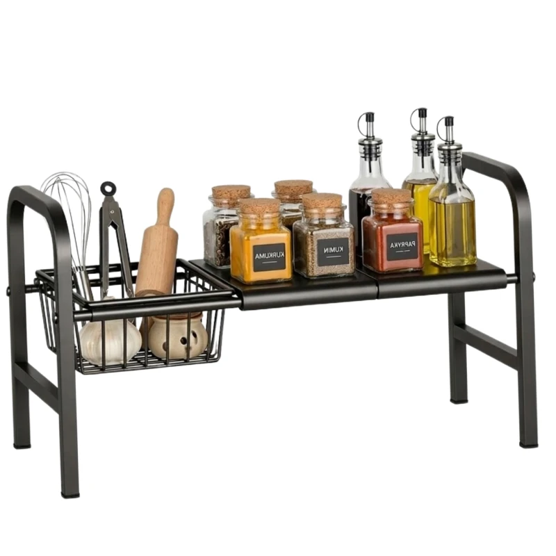 Regał Pod Zlew Rozsuwany Organizer Kuchenny Półka 53–88 cm Czarna4.webp