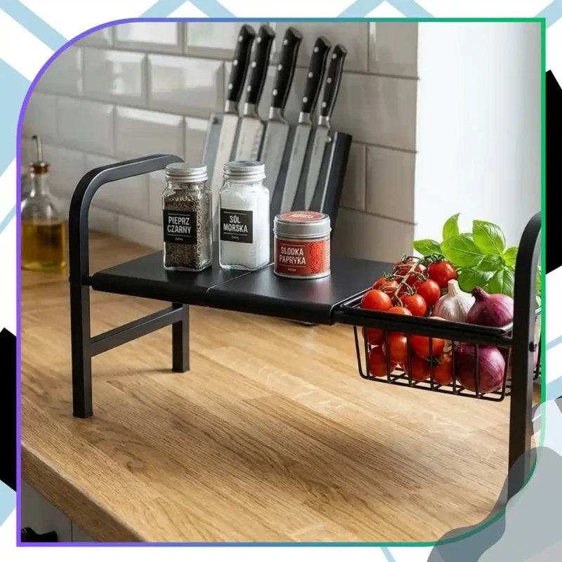 Regał Pod Zlew Rozsuwany Organizer Kuchenny Półka 53–88 cm Czarna9.webp