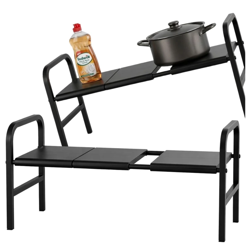 Regał Metalowy - Organizacja Szafki Kuchennej 53–88 cm Czarny2.webp