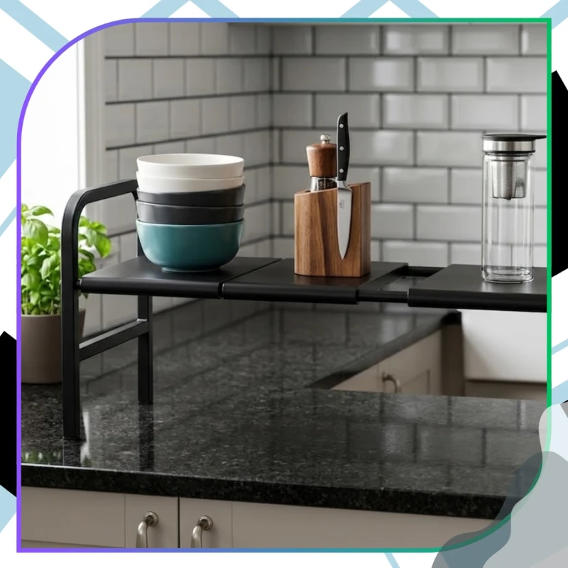 Regał Metalowy - Organizacja Szafki Kuchennej 53–88 cm Czarny7.webp