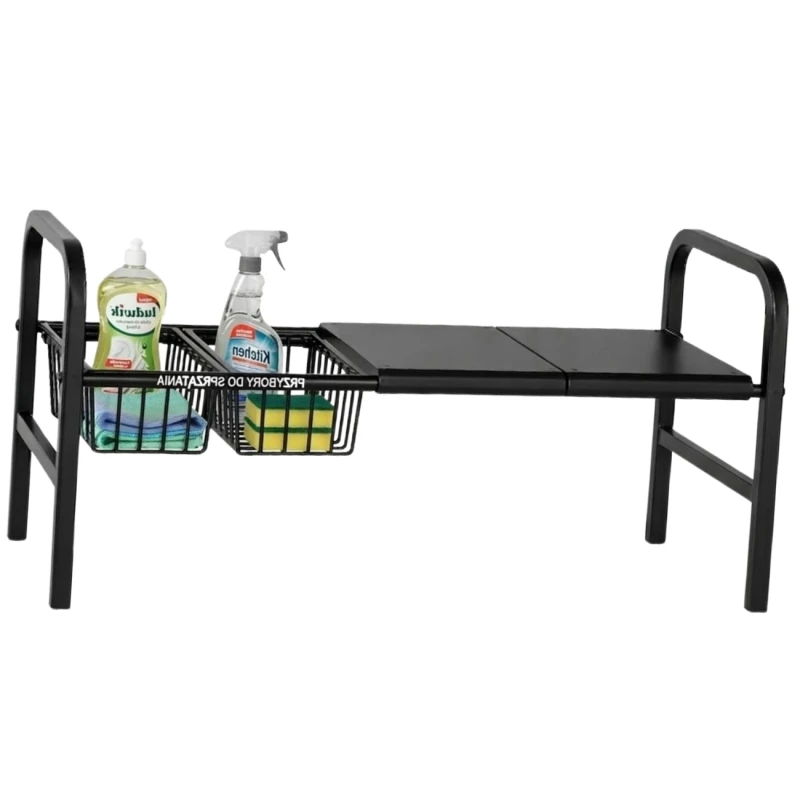 Organizer Pod Zlew Rozsuwany 69–88 cm 2 Półki + 2 Kosze Czarny4.webp