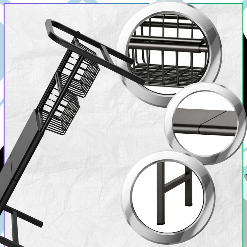 Organizer Pod Zlew Rozsuwany 69–88 cm 2 Półki + 2 Kosze Czarny5.webp