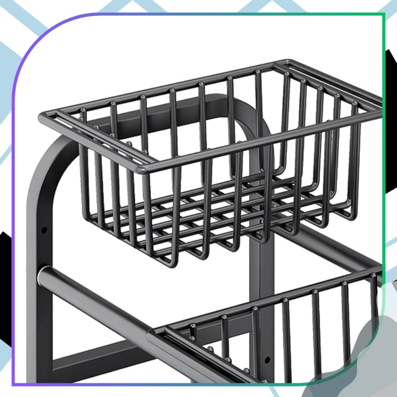 Organizer Pod Zlew Rozsuwany 69–88 cm 2 Półki + 2 Kosze Czarny10.webp