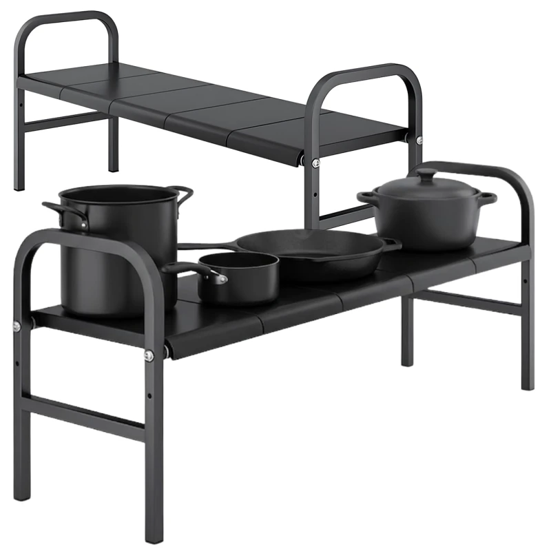 Regulowany Regał Pod Zlew 85–88 cm 5 Półek Organizer Kuchenny Czarny2.webp