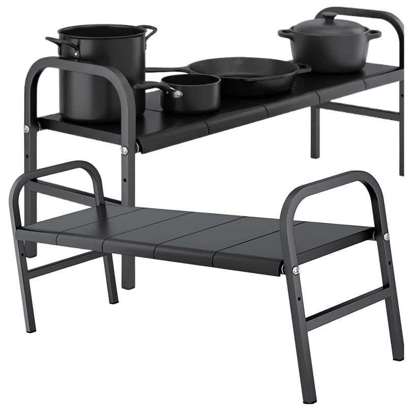 Regulowany Regał Pod Zlew 85–88 cm 5 Półek Organizer Kuchenny Czarny3.webp