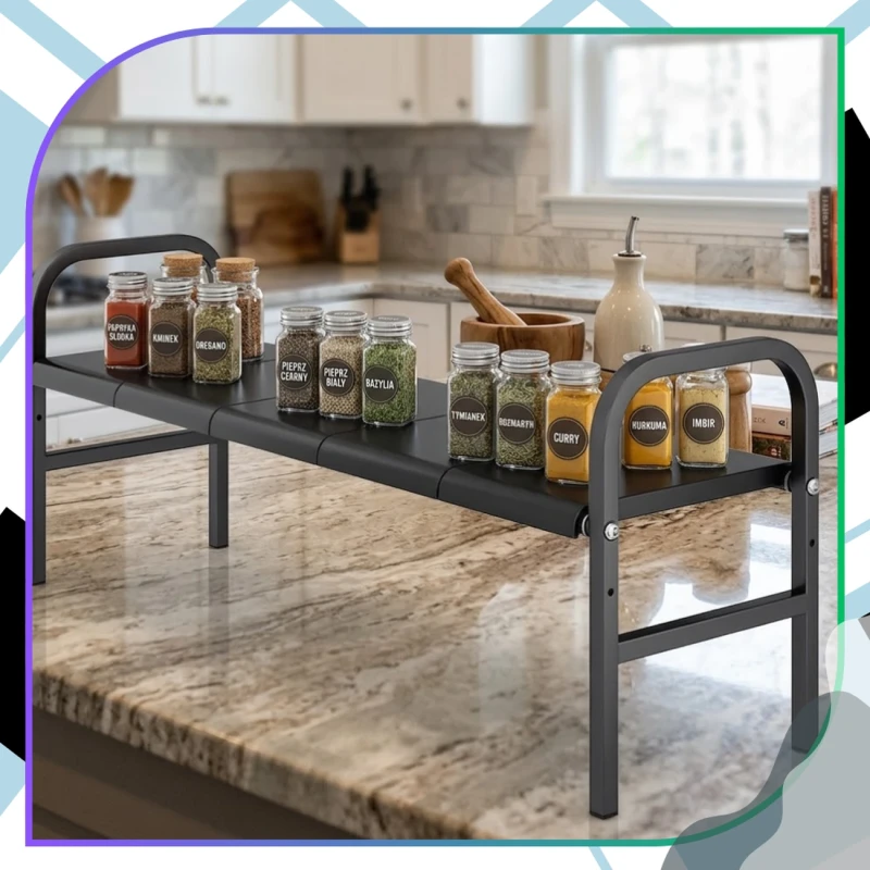 Regulowany Regał Pod Zlew 85–88 cm 5 Półek Organizer Kuchenny Czarny7.webp