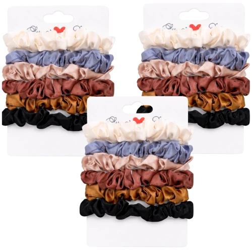 Zestaw 18 Satynowych Gumek Do Włosów Scrunchies Elastyczne Damskie Mix Kolorów